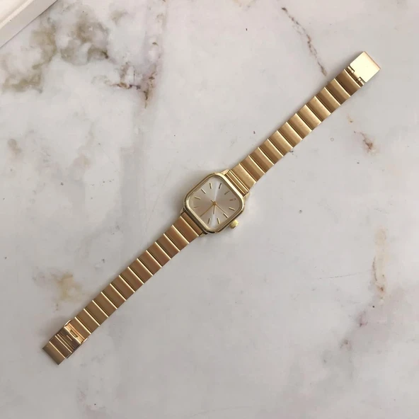 Hemera Gümüş Kadran Gold Metal Kadın Kol Saati - Resim 3