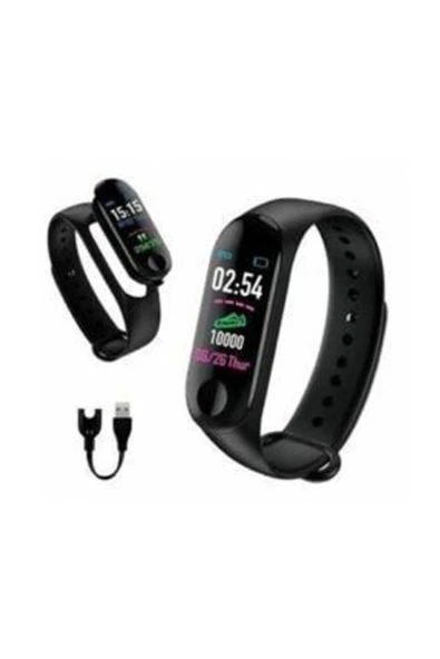 AbaTech Oppo Reeder Casper Realme General Mobile Tüm Telefonlar Ile Uyumlu Siyah M4 Akıllı Bileklik - 5