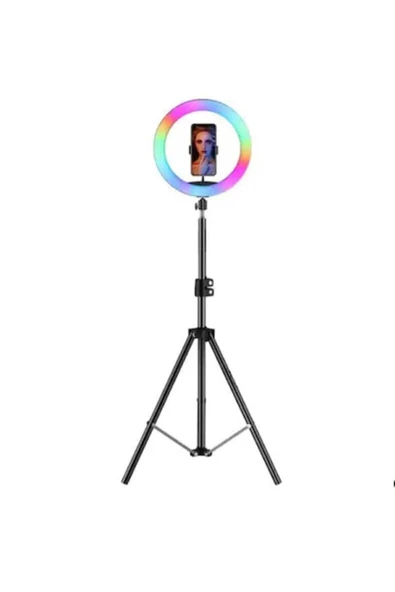 CNK Rgb Led Make Up Selfie Işığı Tripot  Makyaj Rıng Lıght Güzellik Merkezi Mj26 10inç - 7