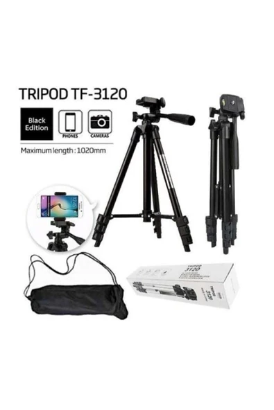 MVM Tf-3120 102 Cm Cep Telefonu Fotoğraf Makinesi Tripod + Telefon Tutacağı Siyah - 4