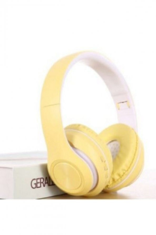 Bluetooth Kulaklık Kablosuz Mikrofonlu Stereo Macaron 5.0 Sarı