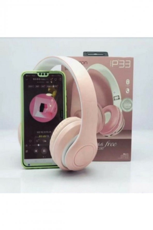 Hooptech Pembe Macaron Set Bluetooth Kablosuz Stereo Kulaklık - 2