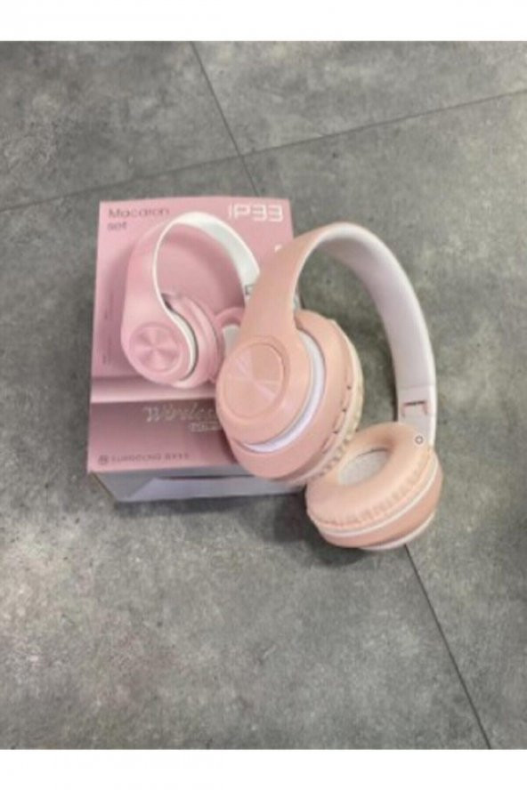 Hooptech Pembe Macaron Set Bluetooth Kablosuz Stereo Kulaklık - 3