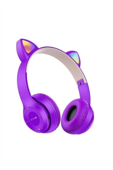 gnctech Kablosuz Bluetooth Kulaküstü Kedili P47m Kulaklık Rgb Işıklı Kedi Desenli Kulaklık P47m