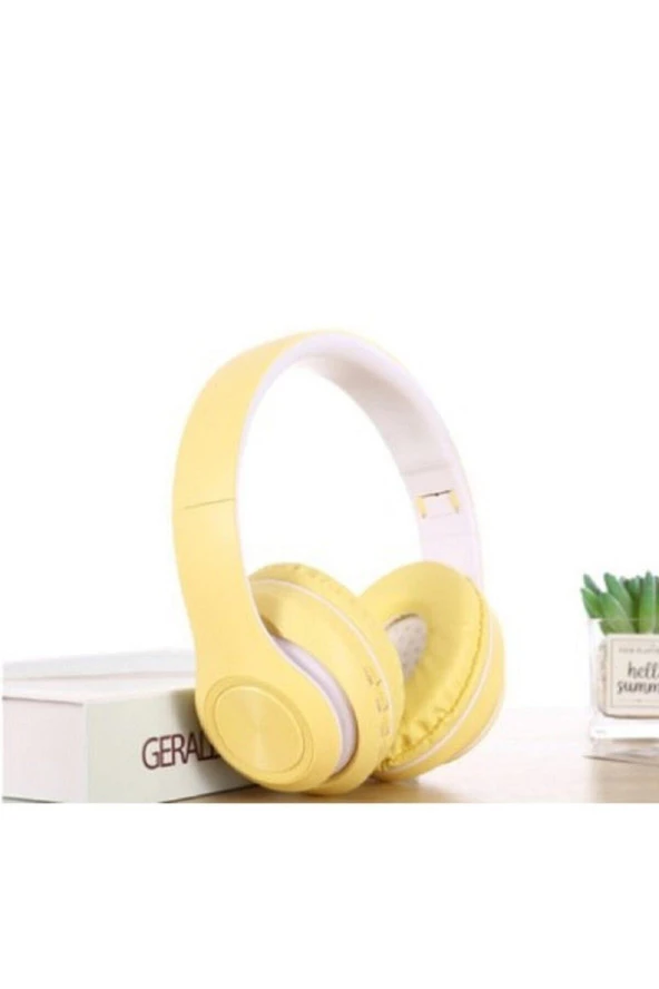 Sarı Macaron Set Bluetooth Kablosuz Stereo Kulaklık