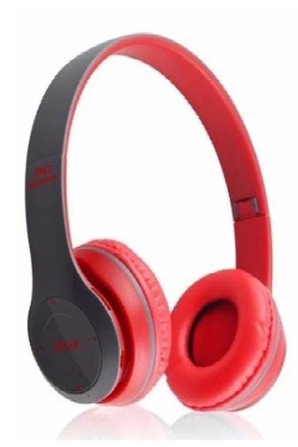 Extra Bass Edr 5.0 Bluetooth Mp3 Fm Radyo Sd Kart Kablosuz Katlanabilir Kulaklık - Kırmızı