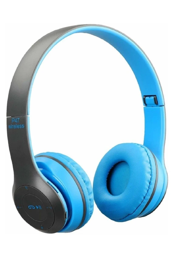 Extra Bass Edr 5.0 Bluetooth Mp3 Fm Radyo Sd Kart Kablosuz Katlanabilir Kulaklık - Mavi