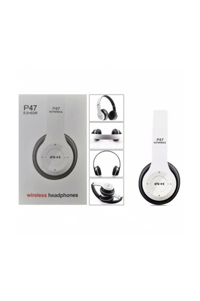 Teefoncu P47 Kablosuz Kulaküstü Bluetooh Wireless Kulaklık(katlanabilir) Beyaz