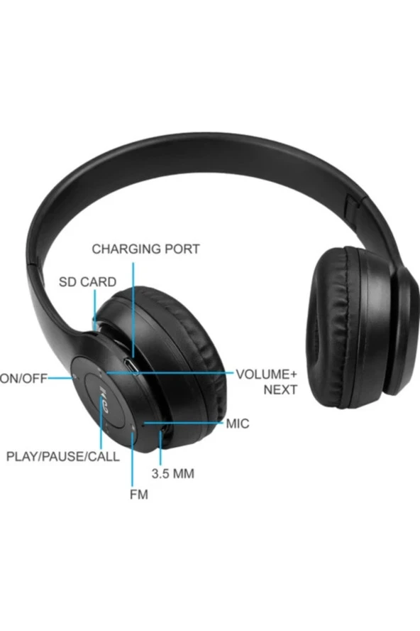 P47 5.0+edr Wireless Headphones Siyah Bluetooth Kulaklık