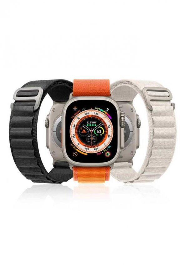 Apple Watch 7 45mm Renkli ​​​​KRD-74 Hasır Tokalı Kordon