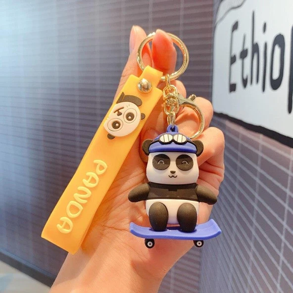 Sevimli Panda 3 Boyutlu Silikon Anahtarlık Çanta Süsü Oyuncak Aksesuar ürün görseli 1