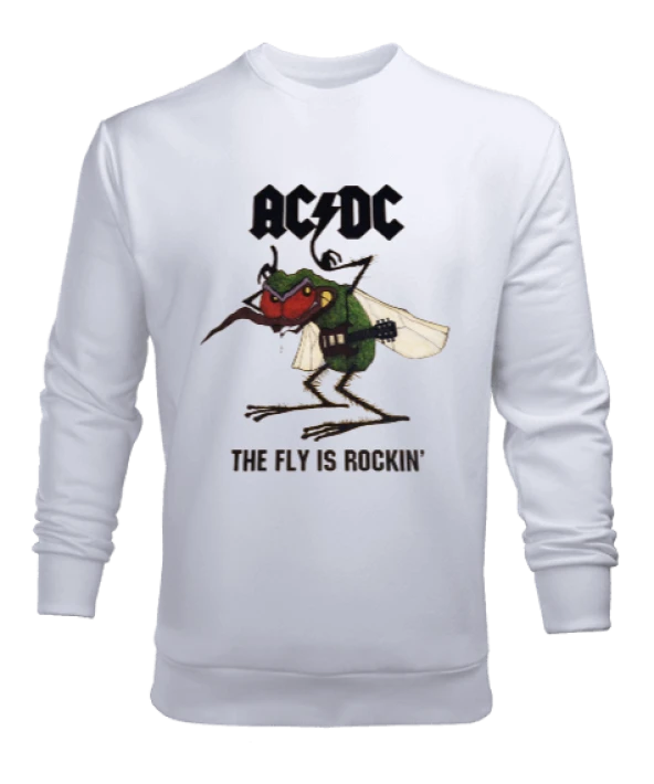 AC DC Rock Tasarım Baskılı Erkek Sweatshirt