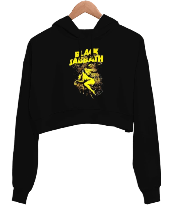 Black Sabbath Rock Tasarım Baskılı Kadın Crop Hoodie Kapüşonlu Sweatshirt