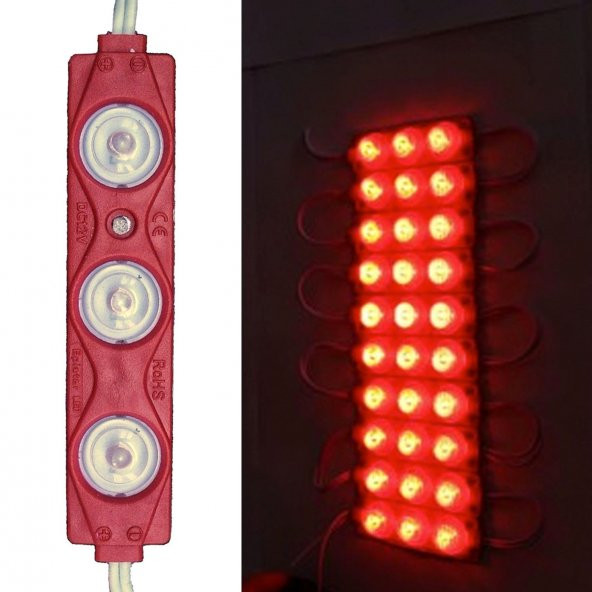12V 3 Ledli Mercekli Modül Led Renkli 1.5W (1 Adet) - 2