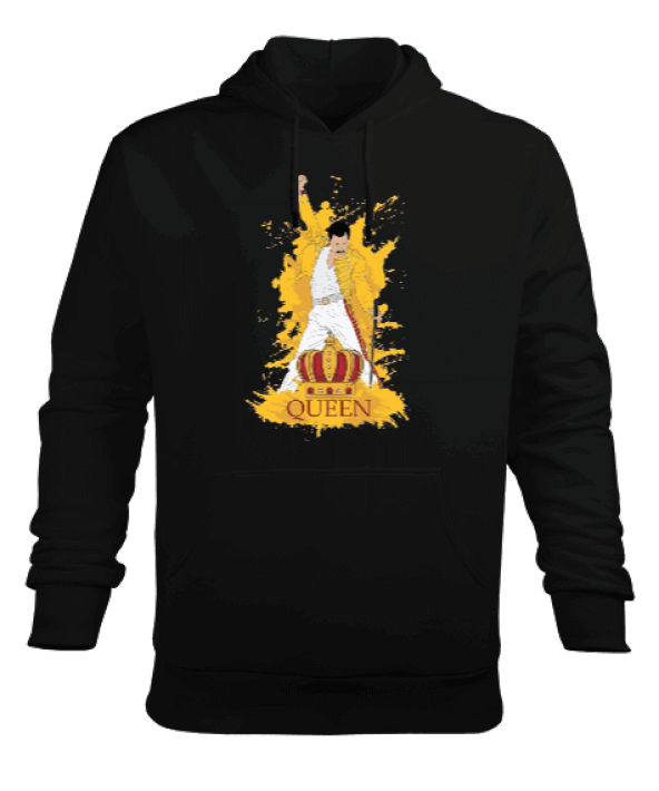 Queen Rock Tasarım Baskılı Erkek Kapüşonlu Hoodie Sweatshirt