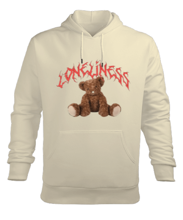 Loneliness Bear Tasarım Baskılı Erkek Kapüşonlu Hoodie Sweatshirt
