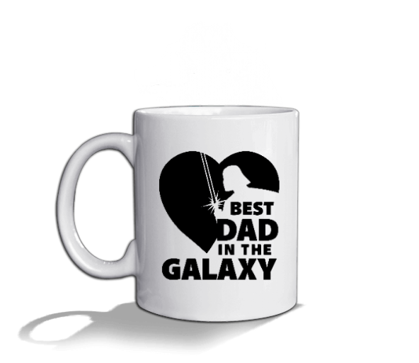 Galaksideki En İyi Baba Best Dad in the Galaxy Heart Baskılı Beyaz Beyaz Kupa Bardak