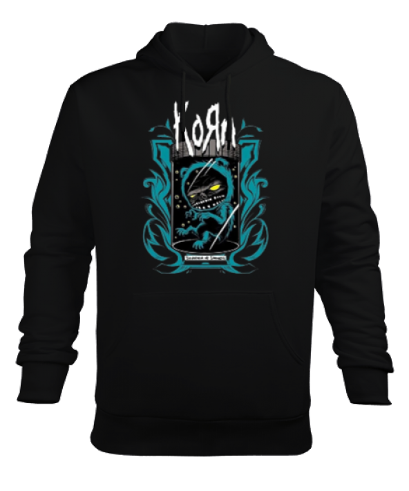 Korn Rock Tasarım Baskılı Erkek Kapüşonlu Hoodie Sweatshirt
