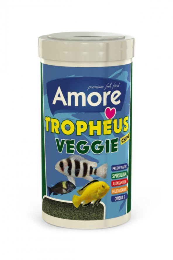 Tropheus Veggie Chips 250ml Green Algae Ve Spirulina Akvaryum Balık Yemi 100gr