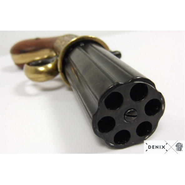 Dekoratif Denix-6 VARİL PEPPER-BOX REVOLVER, İNGİLTERE 1840 - Resim 2