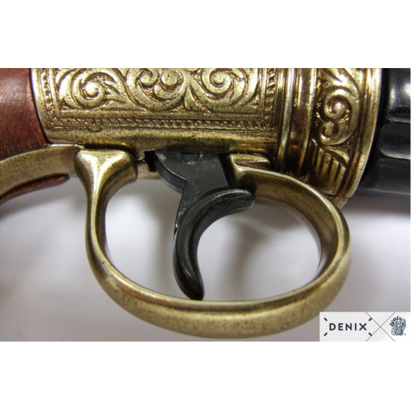 Dekoratif Denix-6 VARİL PEPPER-BOX REVOLVER, İNGİLTERE 1840 - Resim 5