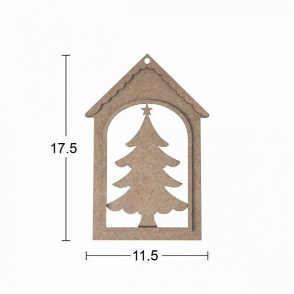 Ahşap Çam Ağacı Yılbaşı Süsü 17,5x11,5cm F826