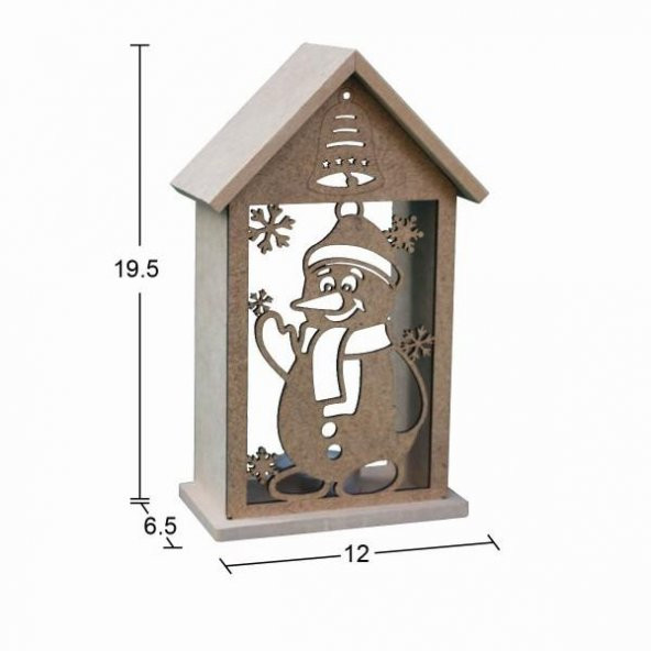 Ahşap Yılbaşı T-Light Mumluk 19,5x12cm F832 ürün görseli