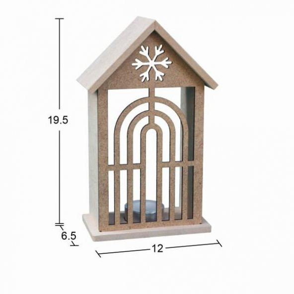 Ahşap Yılbaşı T-Light Mumluk 19,5x12cm F833 ürün görseli