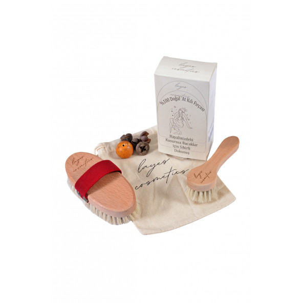 Selülit Karşıtı %100 Doğal At Kılı Selülit Fırçası + At Kılı Yüz Fırçası - 2