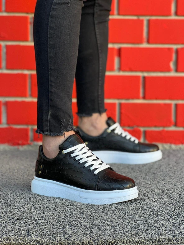 KB047 SİYAH Crocodile Günlük Erkek  Ayakkabı - Resim 3