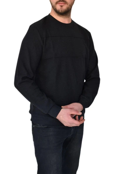 Erkek Büyük Beden Sıfır Yaka Sweatshirt 2245-BTL BGL-ST02357 - Resim 12