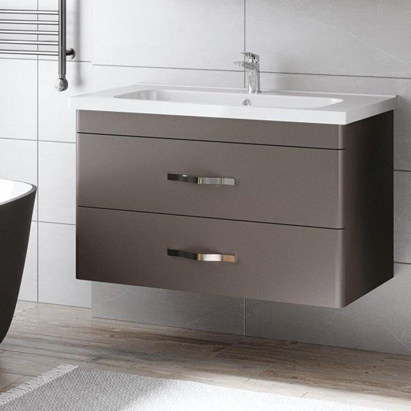Denko Girne 90 cm Banyo Dolabı Alt Modülü ve Seramik Lavabo