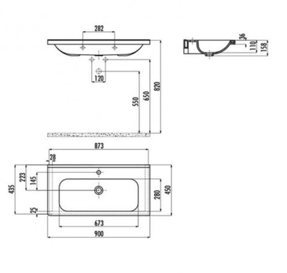 Denko Girne 90 cm Banyo Dolabı Alt Modülü ve Seramik Lavabo - 3
