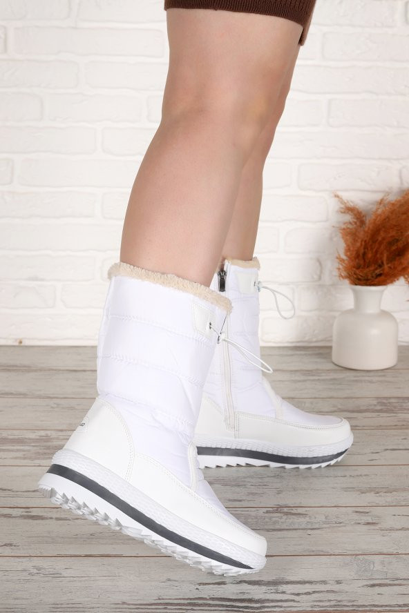 Woggo Günlük Fermuarlı Kadın Kar Bot Ayakkabı Twg 840 Beyaz