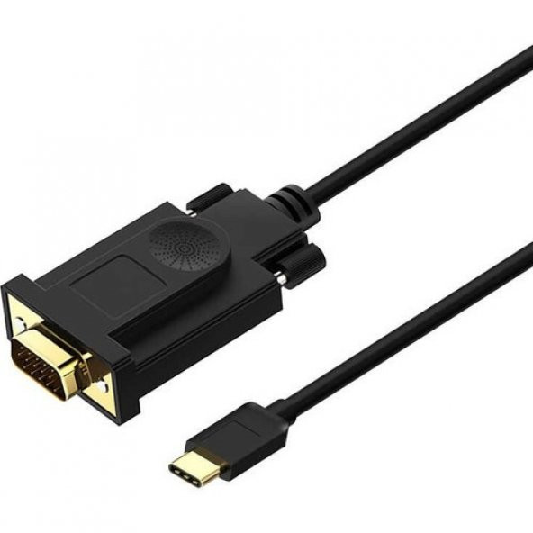 Qgeem QG-UA17 1.8 Mt USB Type C to VGA Erkek-Erkek Dönüştürücü Kablo