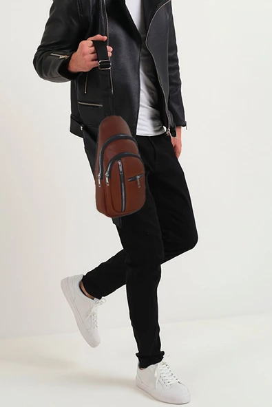 Bagorama SUOMY Unisex Deri Bodybag Sırt, Omuz, Çapraz Askılı Çanta - 5