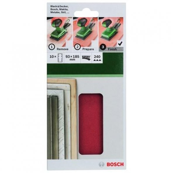 Bosch Makine Zımparası 93x185 MM Velcro 8 D. 240 K. 2.609.256.A85 10lu