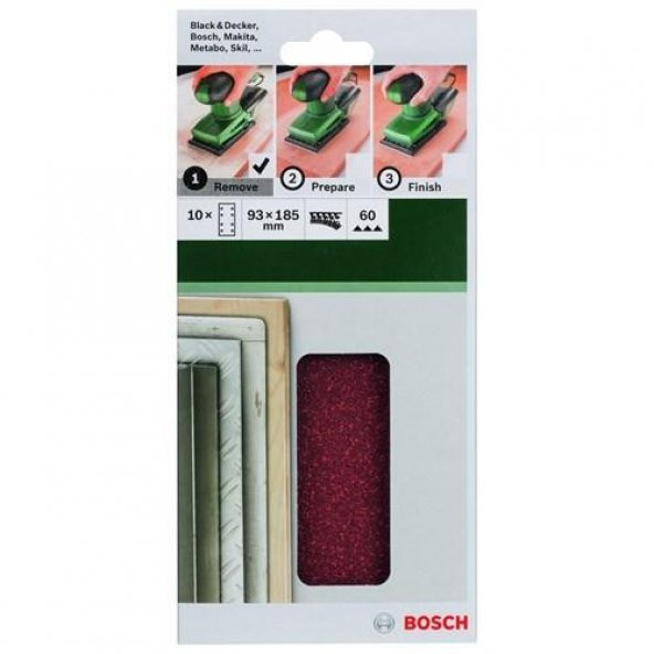 Bosch Makine Zımparası 93x185 MM Velcro 8 D. 60 K. 2.609.256.A81 10lu