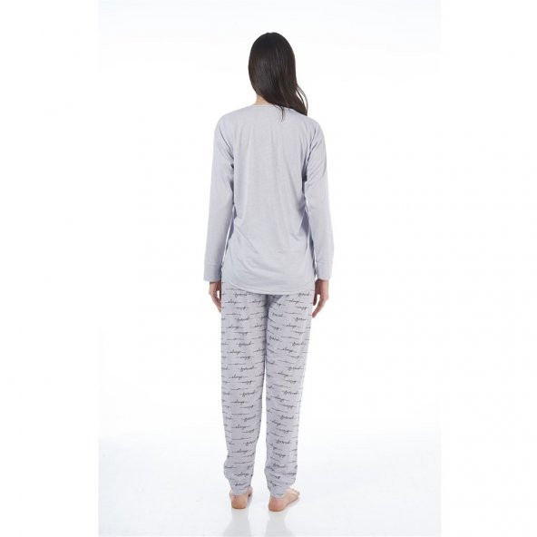 Estiva Desenli Uzun Kol Viskon Bayan Pijama Takım - 2