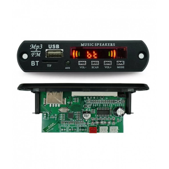 Usb bluetooth Fm 12V ( 2 Hoparlör bağlanabilen ) mp3 dekoder - 3
