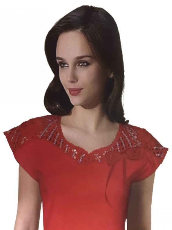 Kadın Nakışlı Sıfır Kol Atlet B349 - Resim 2