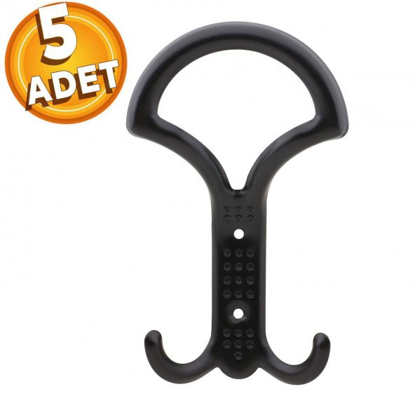 Portmanto Vestiyer Duvar Askısı Metal Dolap Askılığı Siyah 5 ADET