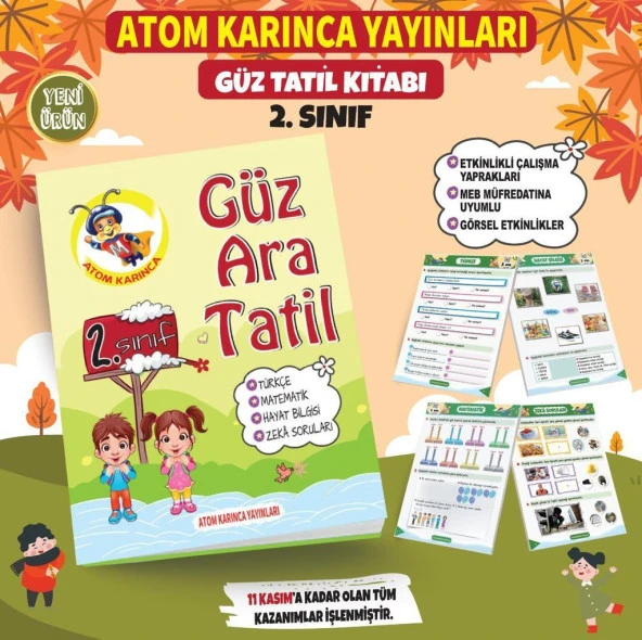 Atom Karınca 2. Sınıf Güz Ara Tatil Kitabı