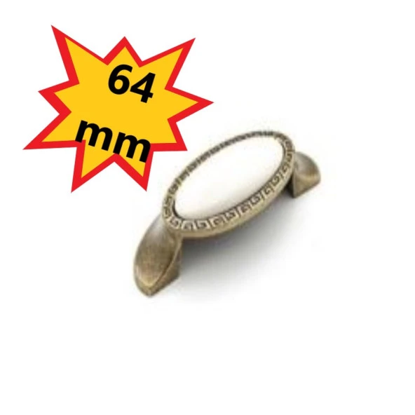 Akçay Antik Sarı Metal Kulp 64 MM Çekmece Dolap Mobilya Kulpları