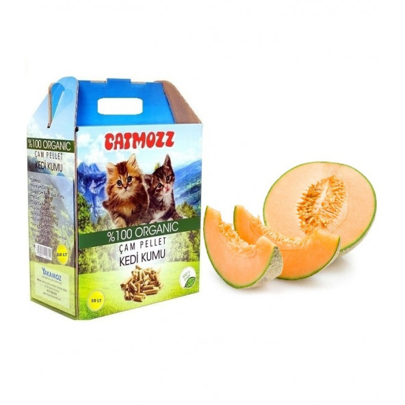 CatMozz Melon Doğal Organik Çam Peleti Kedi Kumu Kavun Kokulu 10 Lt