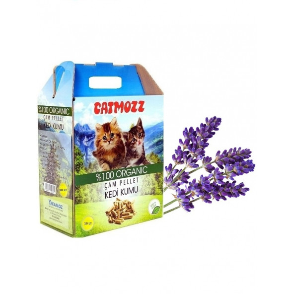CatMozz Lavender Doğal Organik Çam Peleti Kedi Kumu Lavanta Kokulu 10 Lt