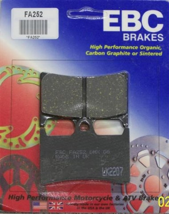 1999-2004 Yamaha Yzf R6 Ön Fren Balatası Ebc Fa252 Balata
