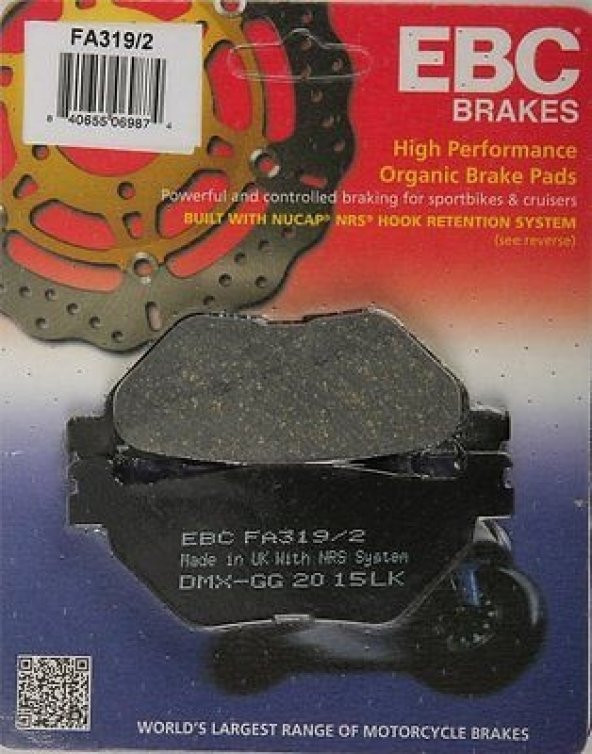 Yamaha Xv950 Arka Fren Balatası Ebc Fa319/2 Balata