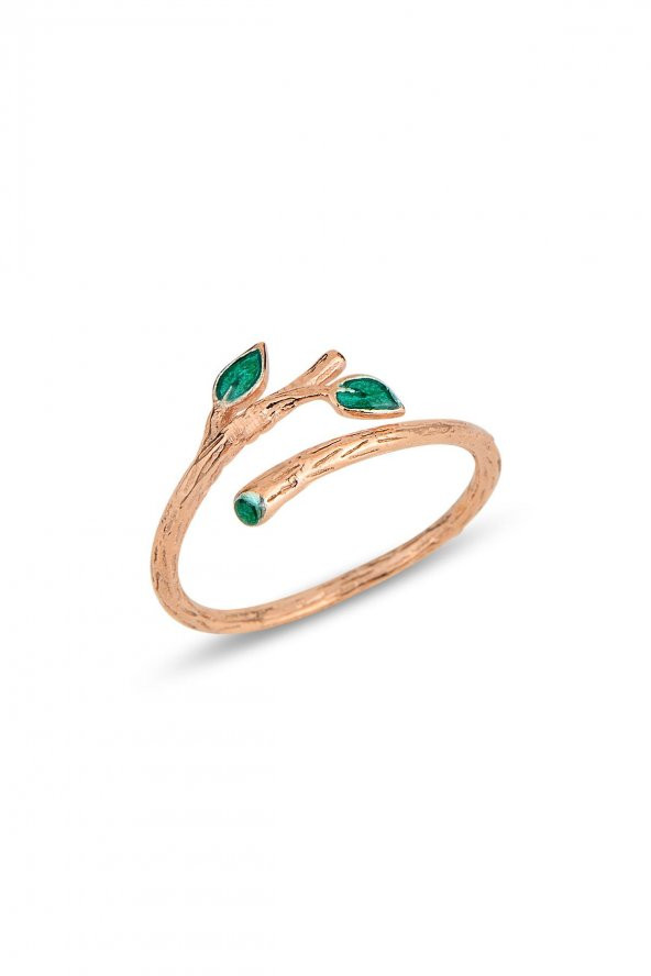 Gümüş rose mineli sarmaşık modeli ayarlamalı yüzük ürün görseli