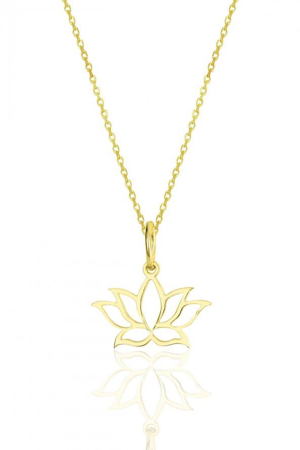 Gümüş altın yaldızlı sonsuz yaşamın simgesi lotus çiçeği kolye